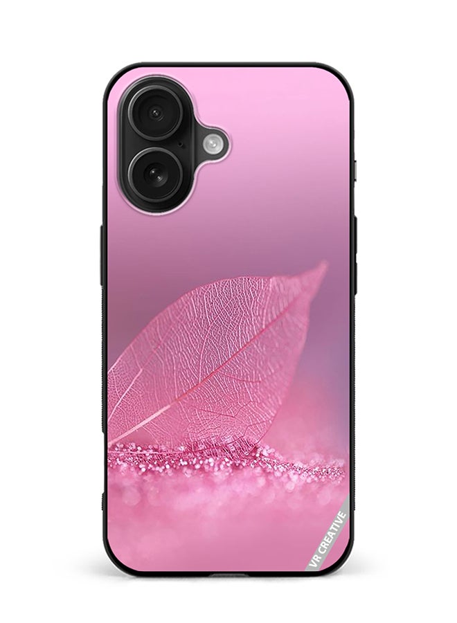 Protective Case Cover For Apple iPhone 16 Plus Pink Leaf Design Multicolour