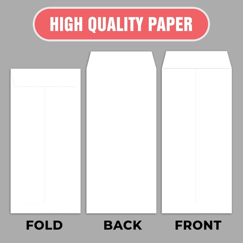 100 White Presentation Envelope For Letters – 150 Gsm Paper Bags Postal Cover For Documents Courier, Gifting Money, Note Cards, Post Cards Siz 11x22cm - Image 3