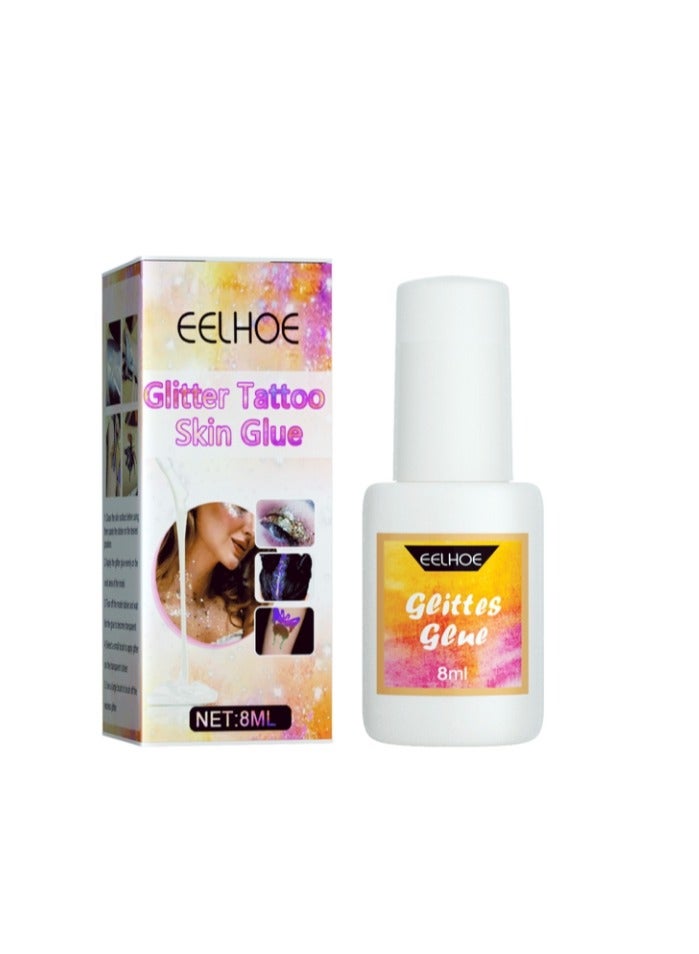 EELHOE Temporary Tattoo Glue - 8ml Glitter Glue Brush Bottle, Water Soluble Body Painting Glue, Ideal for Halloween, Carnival, Birthday Party, Theme Party, Costume Events & Makeup Artists - Image 4