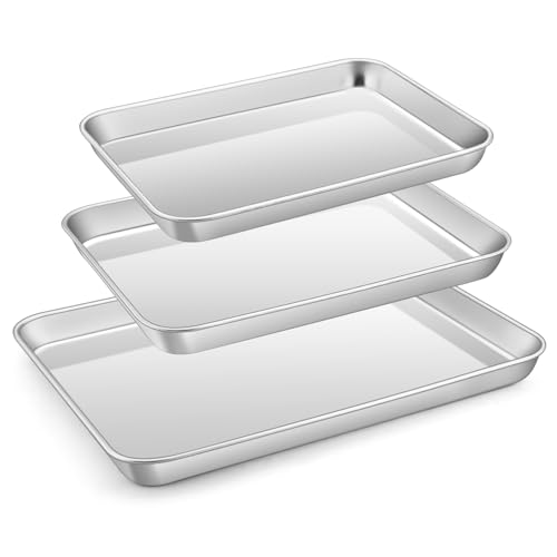 E-far Efar Stainless Steel Baking Sheet Set of 3 124105 94 Cookie Sheet for Oven Rimmed Metal Tray for Cooking Baking Bacon Nontoxic Dishwasher Safe - Image 1