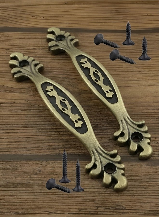 Techlife Accessories Techlife's(Set of 2) Brass Antique Finish Premium Design Front Screw Cabinet Handle/Pull Handle/Window Pull Handle (4 inch) 2pcs - Brownish Yellow. - Image 2