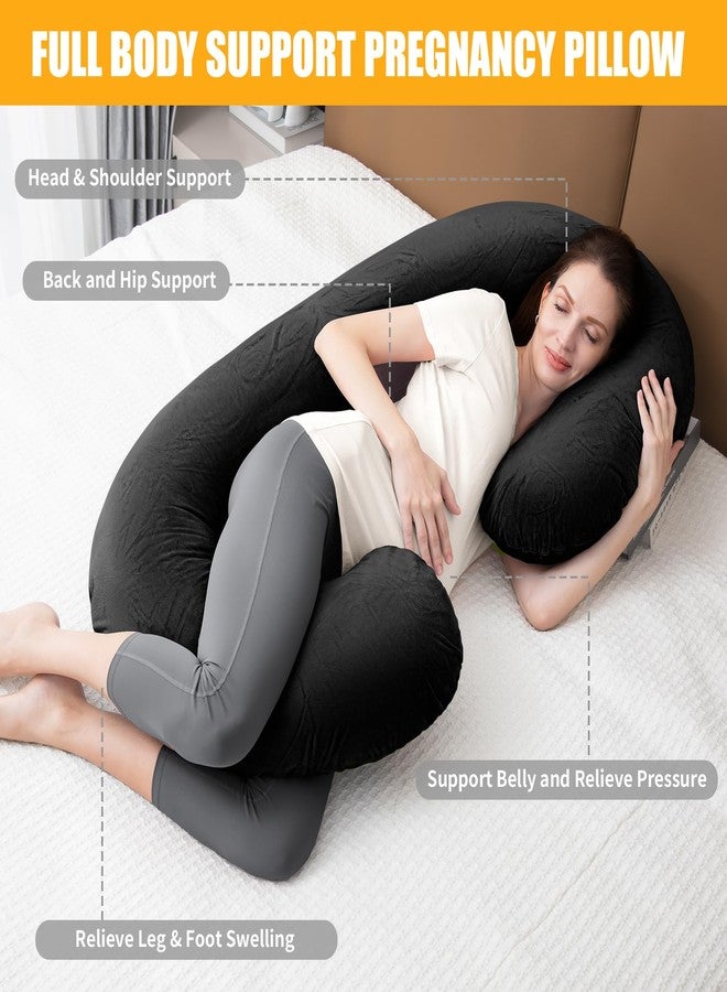 1 MIDDLE ONE Pregnancy Pillow, C Shaped Full Body Pregnant Women Sleeping Pillow for Maternity Support with Cover (Black) - Image 2
