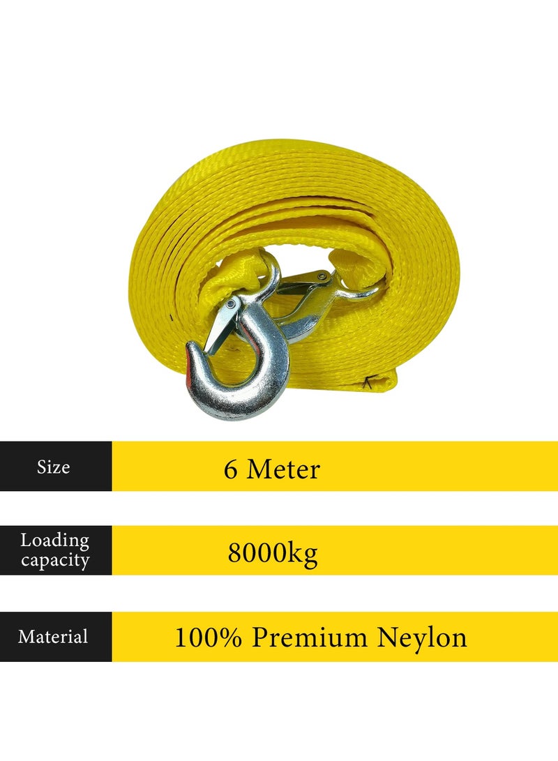 Safari Tow Rope Heavy Duty With Two Hooks Car Tow Rope 8 Ton 6 Meter Car Breakdown Towing Rope SAFARI - Image 2