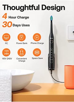 Bitvae Bitvae Electric Toothbrush for Adults - Ultrasonic Electric Toothbrushes with 6 Brush Heads ,Accepted Power Rechargeable Toothbrush with 5 Modes, Smart Timer  - Image 2