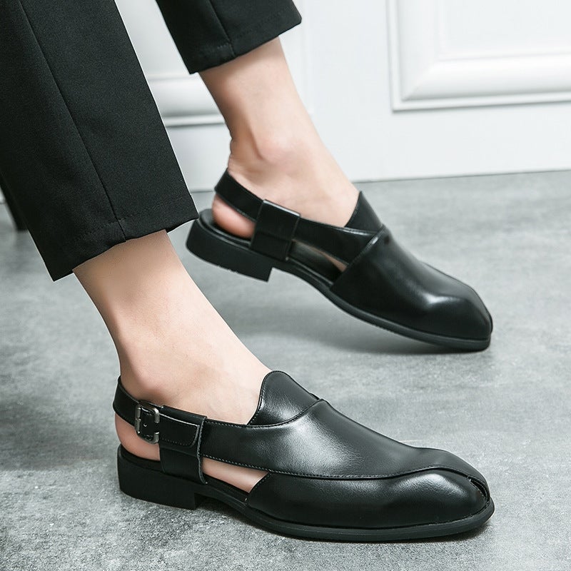2025 Summer Large Size Men'S Shoes Fashion Slip-On Trendy Shoes Fashionable Breathable Lightweight British Style Genuine Leather Sandals - Image 5