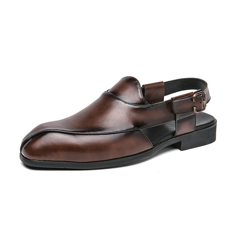 2025 Summer Large Size Men'S Shoes Fashion Slip-On Trendy Shoes Fashionable Breathable Lightweight British Style Genuine Leather Sandals - Image 1