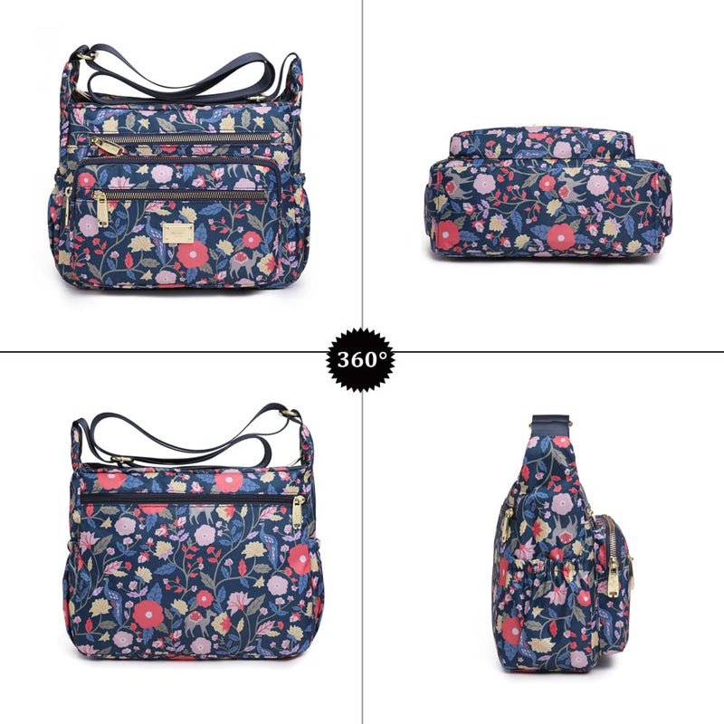 Pealwel Women Shoulder Handbag Roomy Multiple Pockets Bag Ladies Crossbody Purse Tote Top Handle Satchel(el(SS-Dark Blue) - Image 3