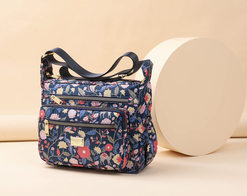 Pealwel Women Shoulder Handbag Roomy Multiple Pockets Bag Ladies Crossbody Purse Tote Top Handle Satchel(el(SS-Dark Blue) - Image 2