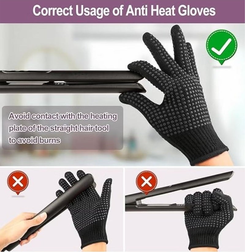 Heat Resistant Glove For With Silicone Bumps, New Upgraded Professional Heat Resistant Glove Mitts For Hot Hair Styling Curling Iron Wand Flat Iron Hair Straightener, Universal Size - Image 2