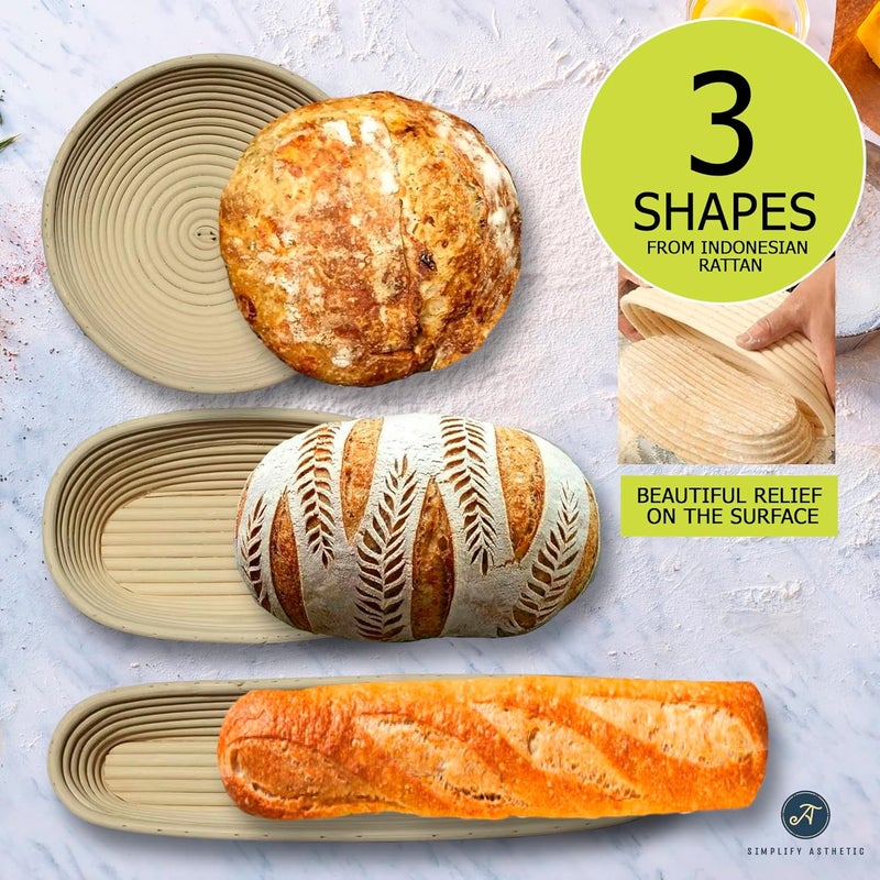 SIMPLIFY ASTHETIC Premium Banneton Bread Proofing Basket - A Complete Sourdough Bread Baking Kit - Bread Baking Supplies - Sourdough Starter Jar Kit - Image 4