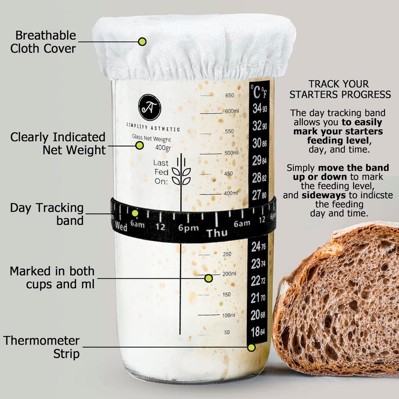 SIMPLIFY ASTHETIC Premium Banneton Bread Proofing Basket - A Complete Sourdough Bread Baking Kit - Bread Baking Supplies - Sourdough Starter Jar Kit - Image 3