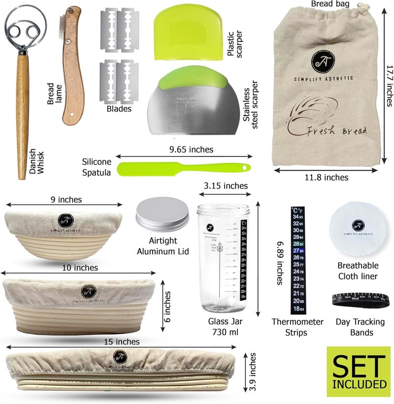 SIMPLIFY ASTHETIC Premium Banneton Bread Proofing Basket - A Complete Sourdough Bread Baking Kit - Bread Baking Supplies - Sourdough Starter Jar Kit - Image 2