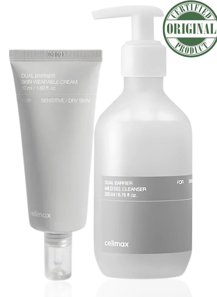 سيليماكس جفاف وضعف حاجز البشرة – مجموعة celimax Dual Barrier Skin Wearable Cream & Dual Barrier Mild Gel Cleanser لترطيب عميق وتقوية الحاجز - Image 1