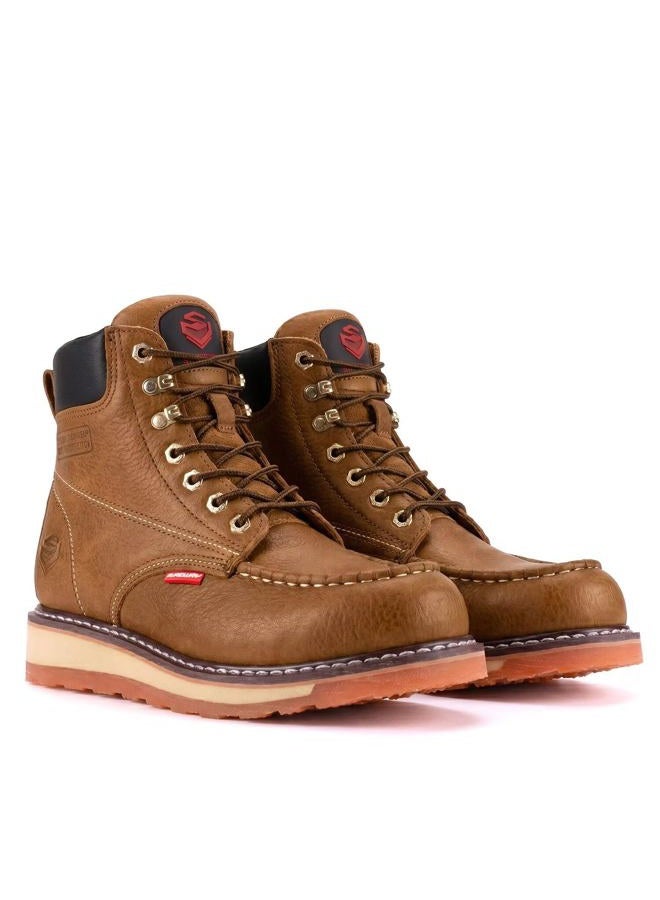 SUREWAY 6” Mens Heavy Duty Steel/Composite/Soft Toe Work Boots for Men,Goodyear Welt,Extremely Comfortable Durable Proved,Superior Oil/Slip Resistant,Thicker Leather,Wedge Sole,Moc Toe Work - Image 1