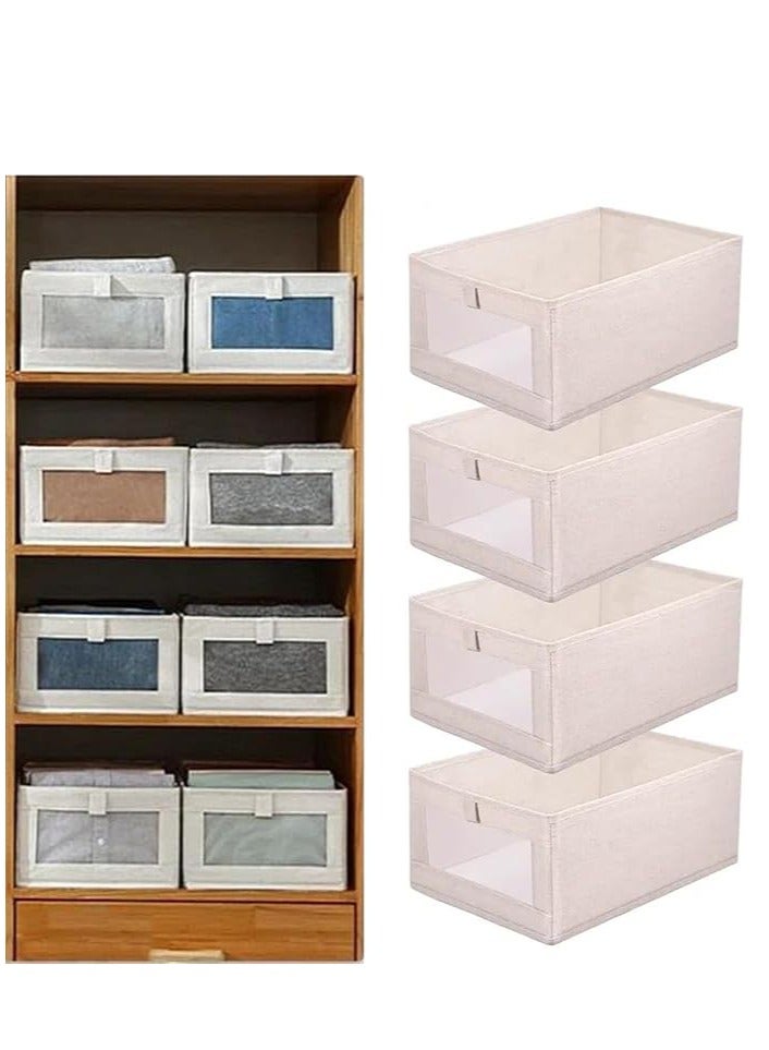 DUNISO 4-piece Wardrobe Clothes Storage Boxes, Foldable Wardrobe Drawer Storage Boxes, Jeans Storage Boxes, Washable Cabinet Storage Boxes, Rectangular Storage Boxes with Fixed Handles for Home Bedroom and Office to Store Clothes, T-shirts, Pants, Toys and Books - Image 1
