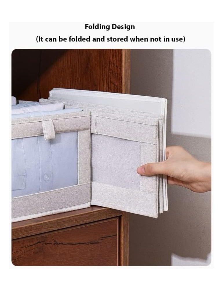 DUNISO 4-piece Wardrobe Clothes Storage Boxes, Foldable Wardrobe Drawer Storage Boxes, Jeans Storage Boxes, Washable Cabinet Storage Boxes, Rectangular Storage Boxes with Fixed Handles for Home Bedroom and Office to Store Clothes, T-shirts, Pants, Toys and Books - Image 5