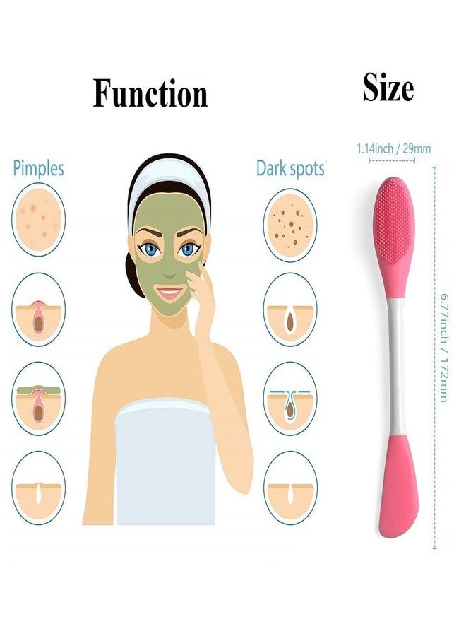 LASSKY Silicone Brushes,Double-Ended Silicone Face Mask Brush,Facial Cleansing Brush, Premium Soft Facial Masks Other Skin Care Applicator Tool for Cream, Body Lotion,Moisturizer (Pink) - Image 2