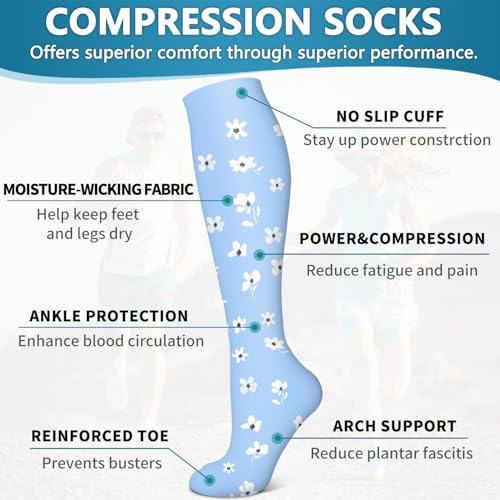 Bluemaple 6 Pack Copper Compression Socks for Women and Men Circulation-Best Support for Medical, Running,Nursing,Athletic - Image 5