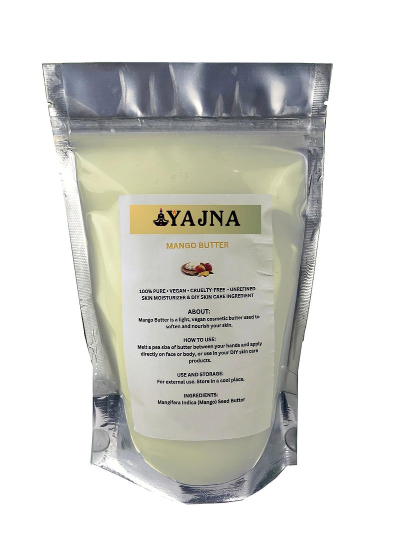 Yajna Organic Raw Mango Butter 100% Pure,Natural & Unrefined| Skin Moisturizer For Face, Body & Hair| 4 OZ/115 GM Ivory/White Grade A | DIY Creams, Balms, Lotions, Soaps| Softens Dry & Tough Skin - Image 1