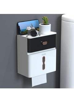 New Dual-Layer No-Drill Bathroom Tissue Dispenser Black