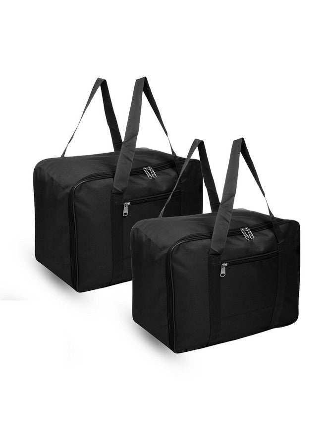 Kuber Industries Rexine Storage Bag | Clothes Storage Attachi Bag | Underbed Storage Bag | Zipper Storage Bag | Wardrobe Organizer With Handle | Travel Jumbo Attachi Bag | Pack Of 2 | Black - Image 1