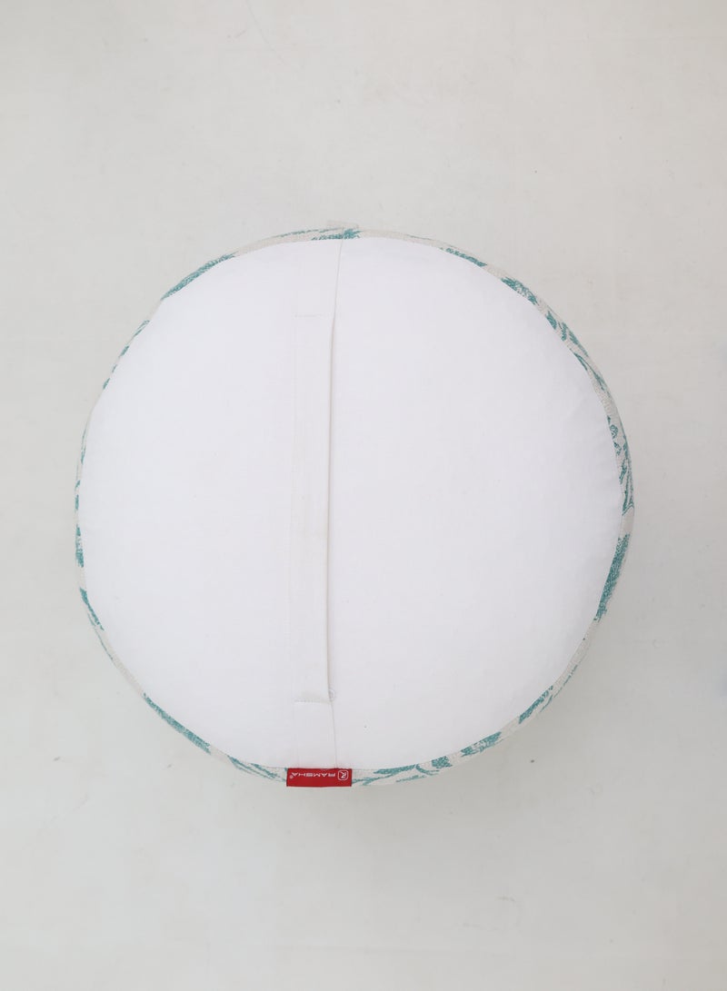 Ramsha White and turquoise cotton Color Decor Pouf – PF-178 (50x50x30cm)  - Image 5