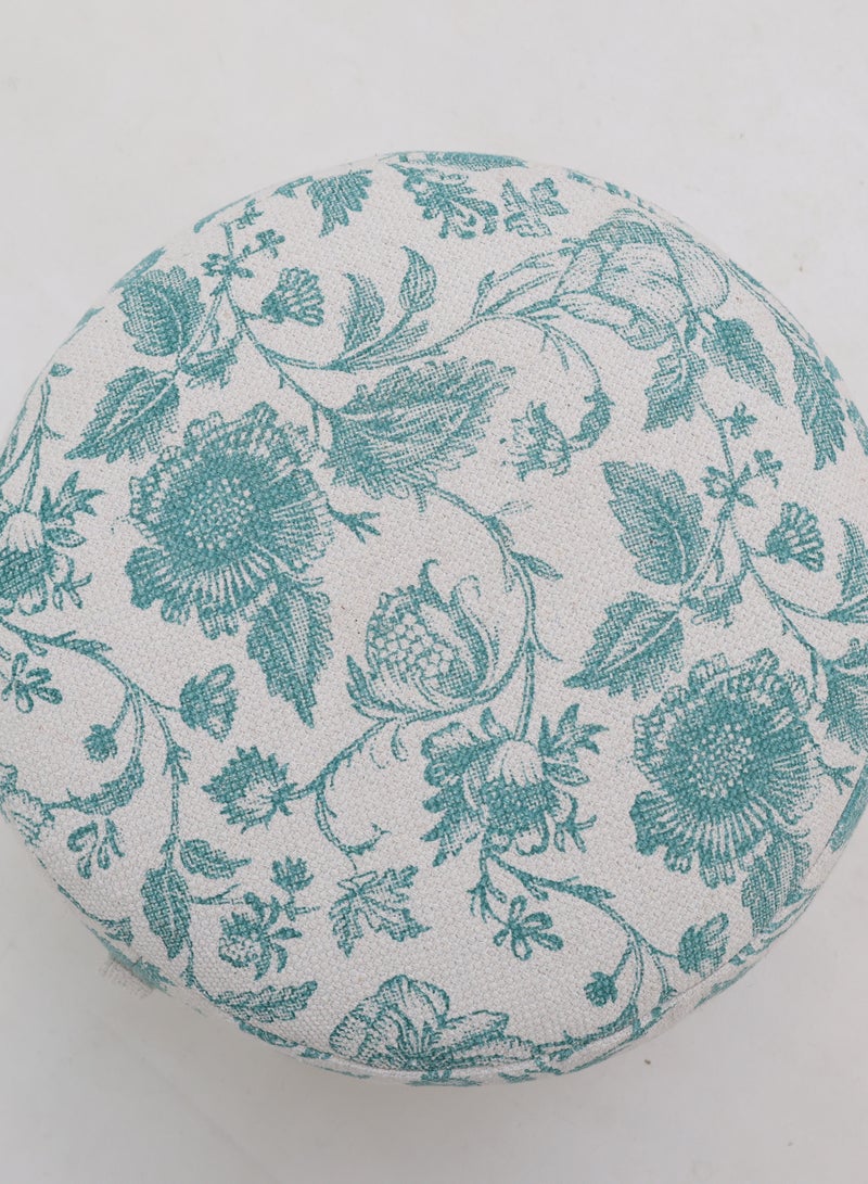 Ramsha White and turquoise cotton Color Decor Pouf – PF-178 (50x50x30cm)  - Image 4