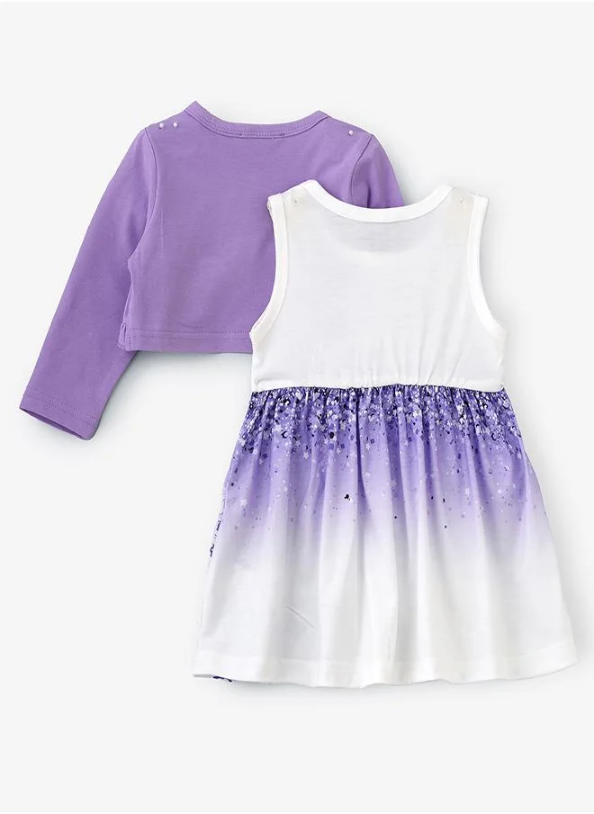 babyqlo Purple Butterfly Dress with Jacket Set