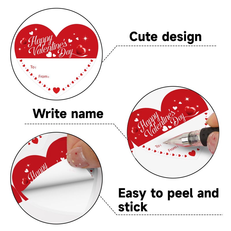 Alynta Happy Valentine's Day Stickers - Valentines Gift Tag Stickers 2 Inch 60Pcs Heart Design Sticker Valentines to from Labels for Envelope Seals Cards Valentine's Day Decorations - Image 3