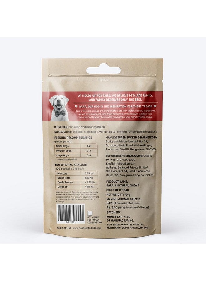 Heads Up For Tails Huft Sara'S Doggie Dehydrated Chicken Neck - 70 G |No Additives, Antibiotics Or Hormones|No Preservatives | Dog Treats For Adult, Puppy| Wafer - Image 3