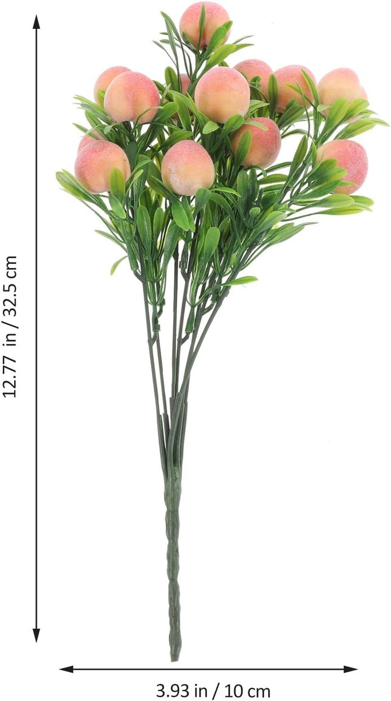 Fake Peach Branches Artificial Fruits Bouquet 2pcs, Lifelike Plastic Peach Stems for Home Decoration and DIY Flower Arrangement - Image 2