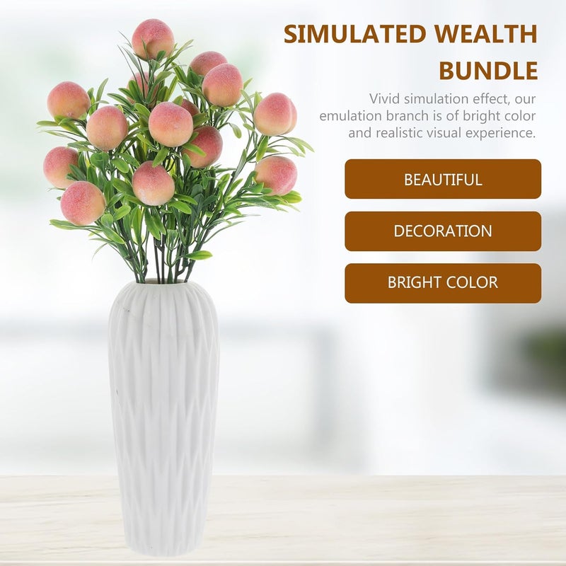 Fake Peach Branches Artificial Fruits Bouquet 2pcs, Lifelike Plastic Peach Stems for Home Decoration and DIY Flower Arrangement - Image 3