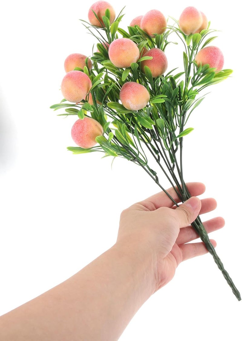 Fake Peach Branches Artificial Fruits Bouquet 2pcs, Lifelike Plastic Peach Stems for Home Decoration and DIY Flower Arrangement - Image 4