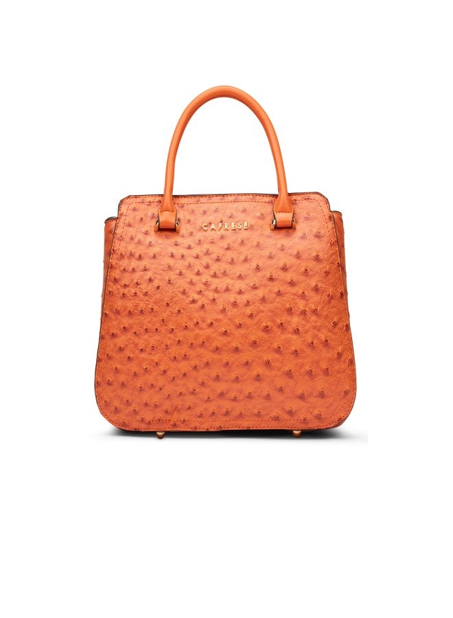 Caprese Britney Medium Satchel Bag for Women | Animal Texture Faux Leather Shoulder Bag with Adjustable & Detachable Strap | Zipper & Magnetic Button Closure | Office & Casual Use (Rust) - Image 1