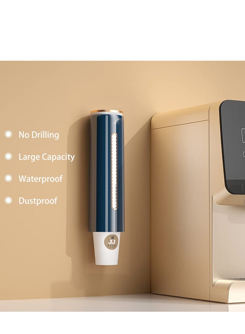 Excefore Cup Dispenser Wall Mounted, Pull Type Water Cooler Cup Holder Fit 4oz-7oz Disposable Cups, Water Cup Holder Dustproof Plastic for 45Pcs Disposable Paper Cups and Paper Cones (blue) - Image 2