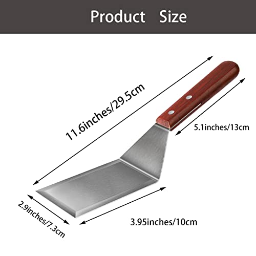 KLAQQED Metal Spatula for Cast Iron Skillet Grill Stainless Steel Spatula for Burger, Fish Turner Griddle Spatula, Spachulas Egg Flipper, Flat Top Metal Spatula for Cooking BBQ - Image 3