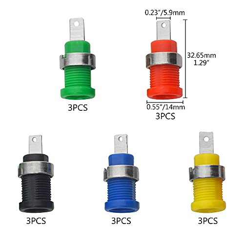 WMYCONGCONG 15 PCS 4mm Banana Jack Female Panel Mount Banana Socket Binding Post Adapter for DIY Test Projects or 4mm Banana Jack Socket 5 Colors - Image 5