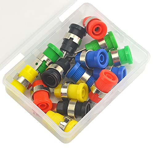 WMYCONGCONG 15 PCS 4mm Banana Jack Female Panel Mount Banana Socket Binding Post Adapter for DIY Test Projects or 4mm Banana Jack Socket 5 Colors - Image 2