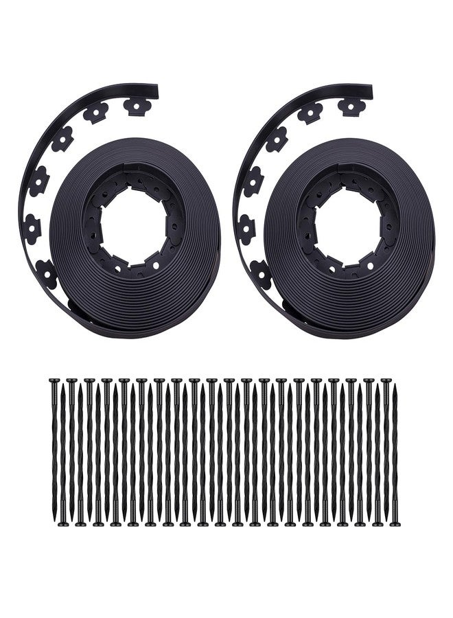 YANEYRIE Garden Edging，100FT Landscape Edging with 60 Spikes for Lawn 1.5 Inch Tall (Black, 100FT) - Image 1