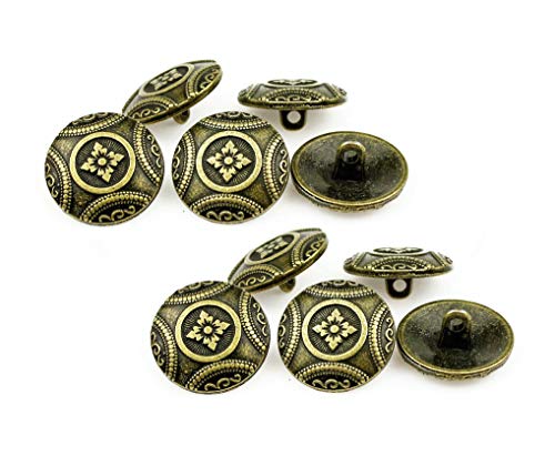 RECHERE 12 PCS Flower Pattern Antique Metal Shank Buttons Craft for DIYS Sewing Embellishment (Antique Bronze,25mm) - Image 3