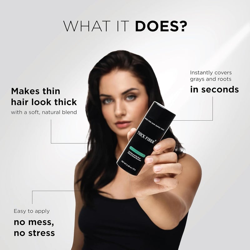 Thick Fiber ألياف سميكة لألياف الشعر الرقيق بقع صلعاء بني داكن عبوة من 2 زجاجة 25 جرام تخفي تساقط الشعر في ثوانٍ للنساء والرجال - Image 2