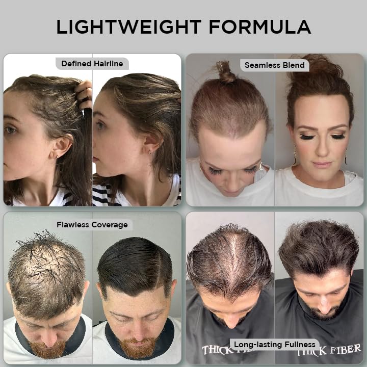 Thick Fiber ألياف سميكة لألياف الشعر الرقيق بقع صلعاء بني داكن عبوة من 2 زجاجة 25 جرام تخفي تساقط الشعر في ثوانٍ للنساء والرجال - Image 4