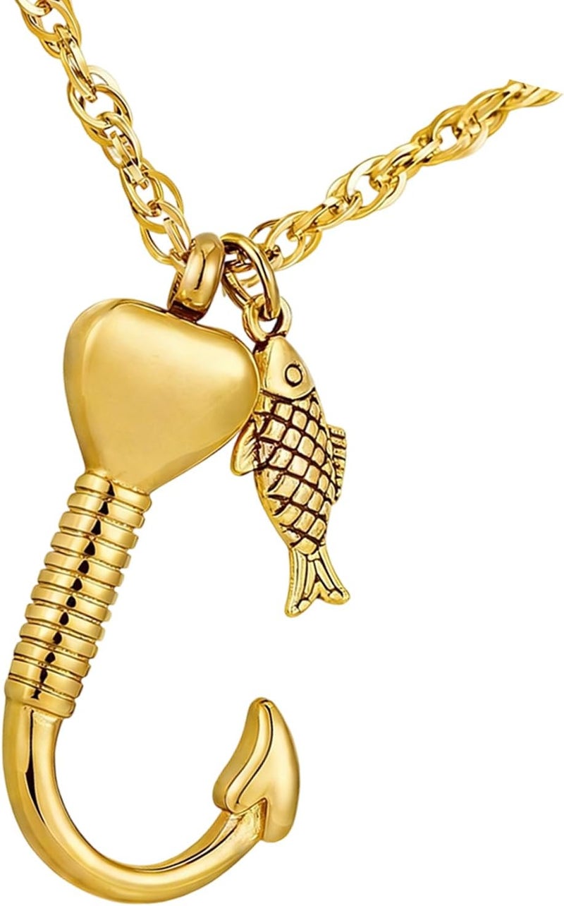 Elegant Cremation Jewelry Urn Necklace with Heart Fishhook Design for Loss Pet and Human Remembrances Ashes Container Pet Ashes Holder Necklace - Image 5