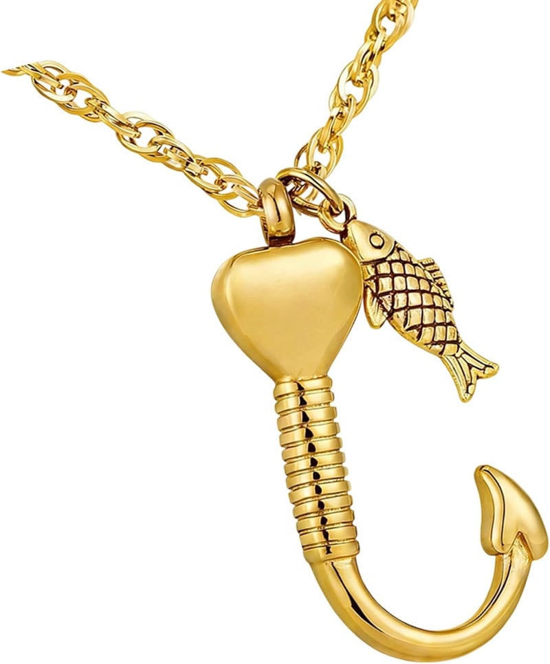 Elegant Cremation Jewelry Urn Necklace with Heart Fishhook Design for Loss Pet and Human Remembrances Ashes Container Pet Ashes Holder Necklace - Image 1