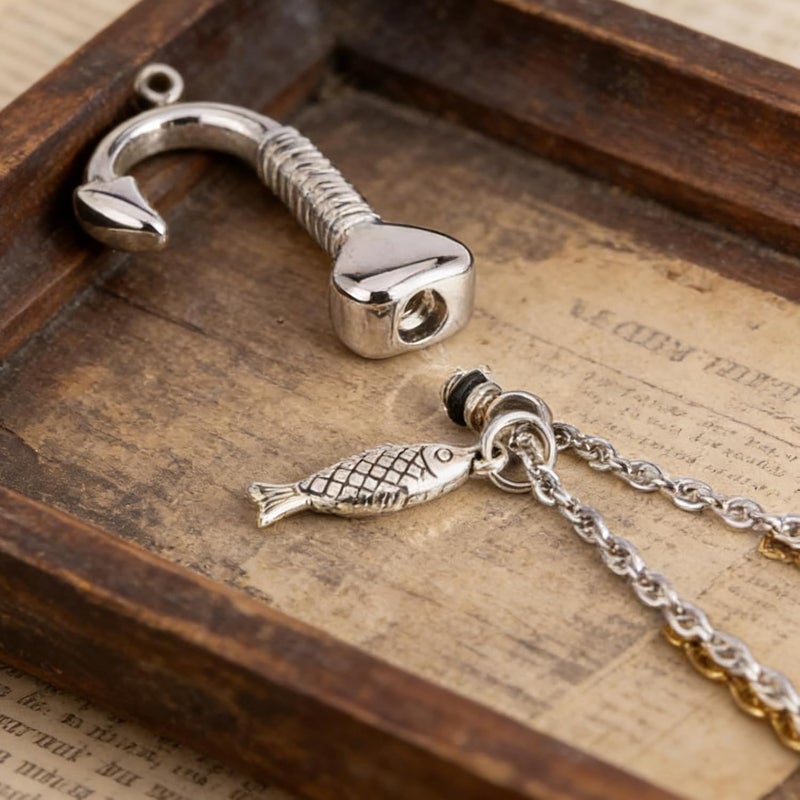 Elegant Cremation Jewelry Urn Necklace with Heart Fishhook Design for Loss Pet and Human Remembrances Ashes Container Pet Ashes Holder Necklace - Image 2