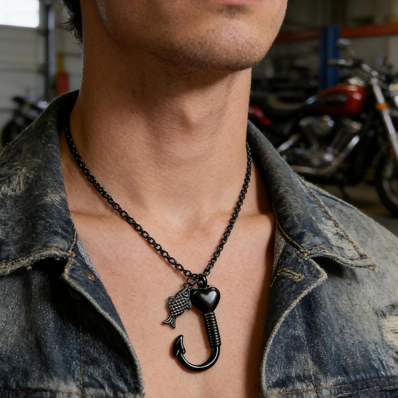 Elegant Cremation Jewelry Urn Necklace with Heart Fishhook Design for Loss Pet and Human Remembrances Ashes Container Pet Ashes Holder Necklace - Image 4