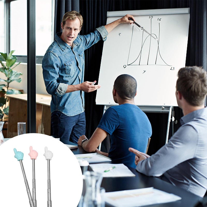 CANIPHA 3Pcs Teacher Pointer Finger Telescopic Pointer Stick Hand Pointer with Lanyards, Extendable Pointer Teacher Pointers for Classroom Elementary School Teacher, Classroom Supplies (Black Pink Blue) - Image 4