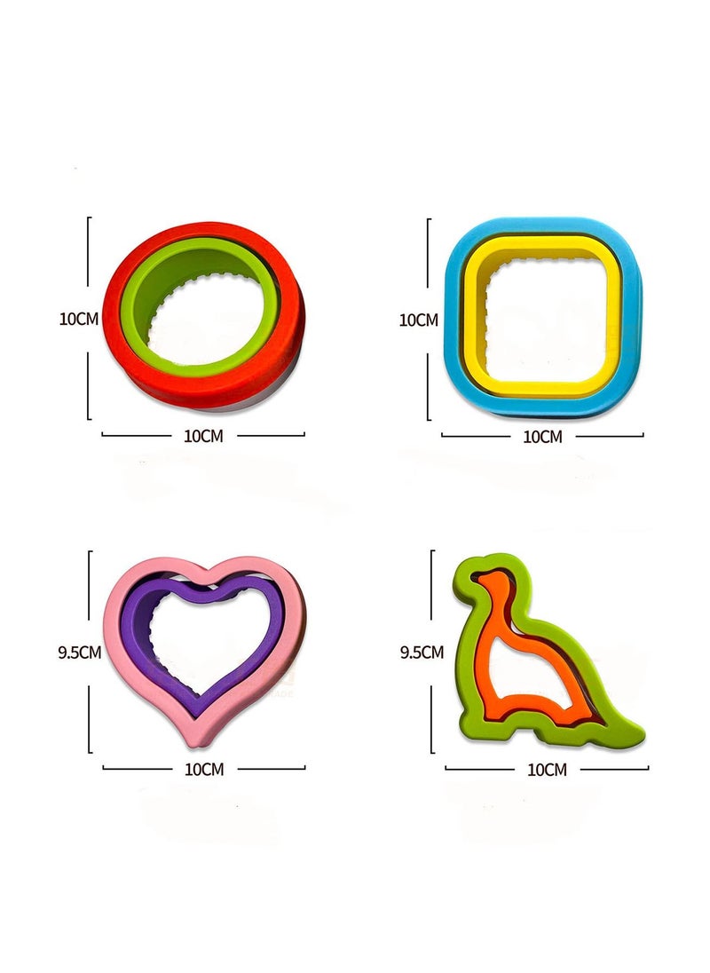 Merlot - Sandwich Cutter  Set Uncrustables  4 Pcs Bread Decruster Sandwich  Pancake Maker Heart Square Circle Dinosaur Shape DIY Cookie Cutters Gift for Kids Adult Boys Girl - Image 1