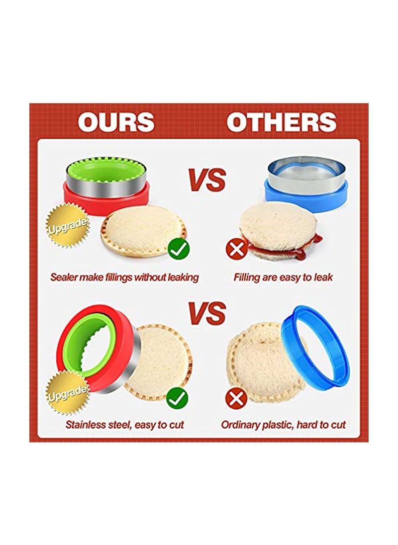 Merlot - Sandwich Cutter  Set Uncrustables  4 Pcs Bread Decruster Sandwich  Pancake Maker Heart Square Circle Dinosaur Shape DIY Cookie Cutters Gift for Kids Adult Boys Girl - Image 1