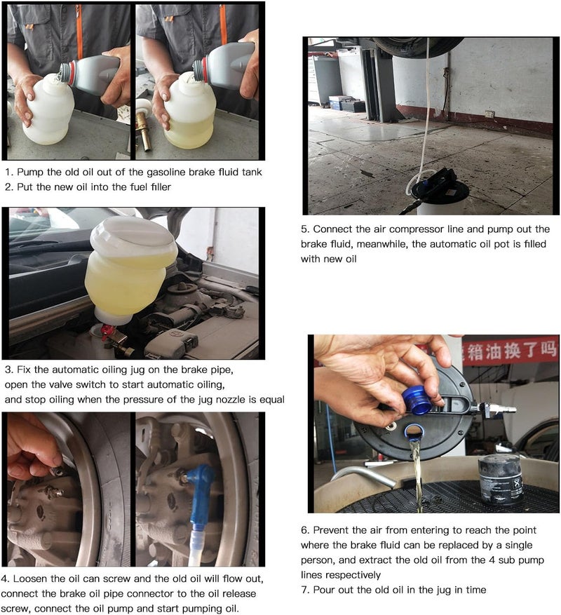 Vacuum Brake Bleeder, 16PCS 2L Air Brake Bleeder Kit with 2L Brake Fluid Extractor and 1L Refilling Bottle, Universal Pneumatic Vacuum Bleeder Tool for Auto Car Truck Use - Image 4